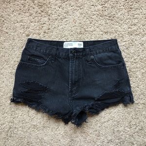A&F Black Distressed High Rise Shorts